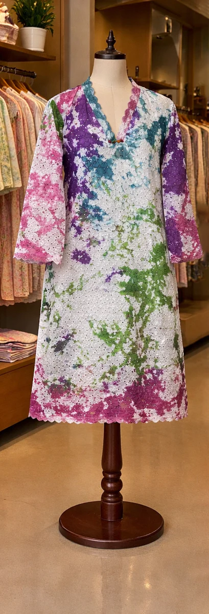 Color Splash Lace-Style Lawn Kurti - view 3