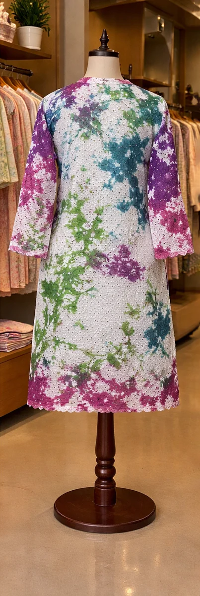 Color Splash Lace-Style Lawn Kurti - view 4