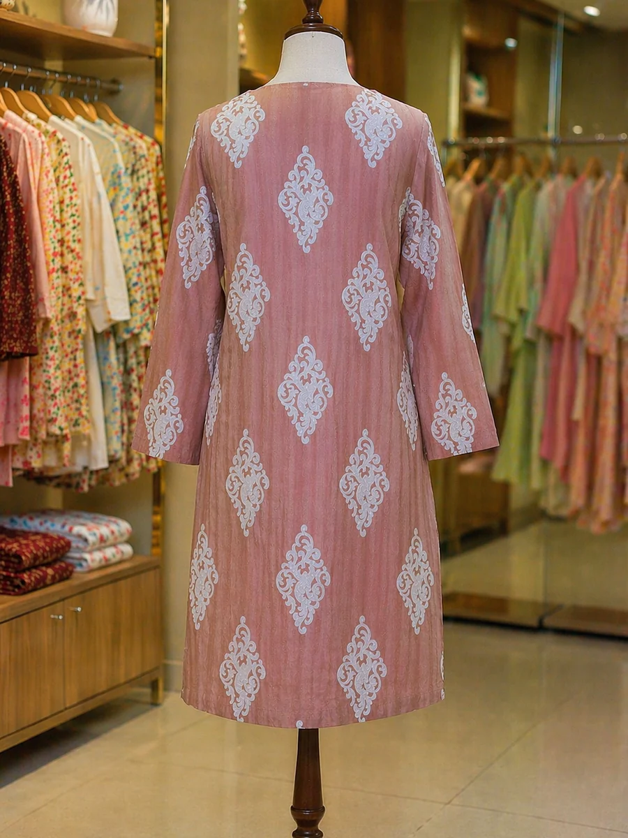 Dusty Rose Ornamental Lawn Kurti – 1 Piece Ready-to-Wear - view 4