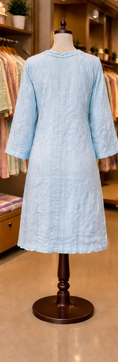Sky Blue Pearl-Button Lawn Kurti - view 3
