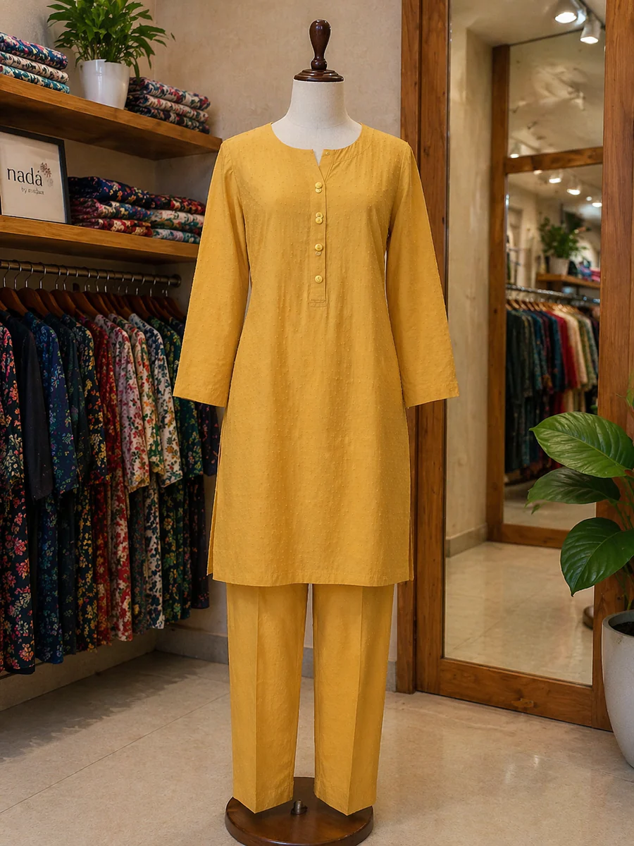 Sunlit Mustard Textured 2 Piece Suit - view 3
